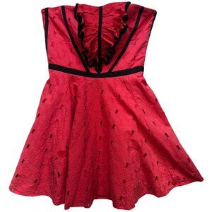 Karen Millen Women's Cocktail Party Broderie Mini Dress Strapeless Size 6 Pink